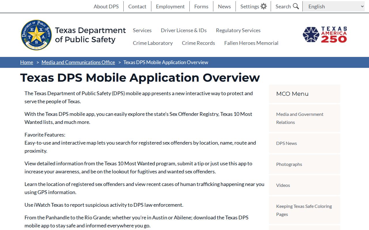 Oldham County sex offender check using the Texas DPS mobile app map